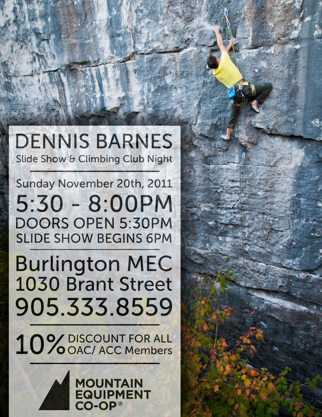 OAC_Burllington_club_night_dennis_barnes2 10% off at MEC Burlington on Nov 20th + Dennis Barnes slide show!